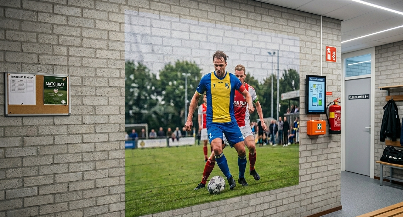 AI Airtex voetbalkleedkamer sportclub wandbekleding wrappen studio van esch oss